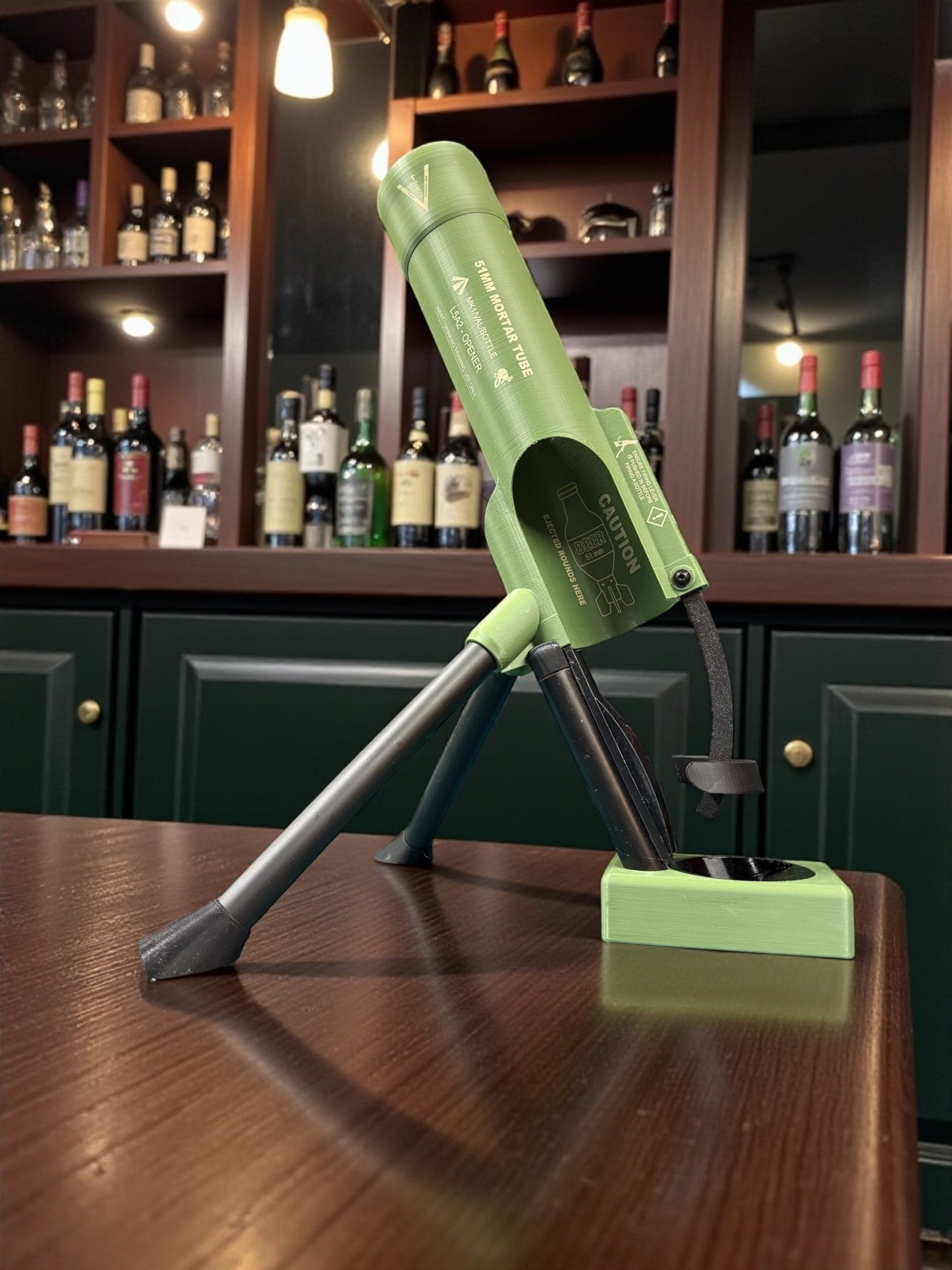51mm Beer Bottle Mortar Bottle Opener – Novelty Cap-Launching Desk & Bar Accessory.